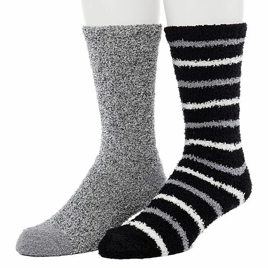 Men's ClimateSmart By Cuddl Duds 2-Pack Skinny Stripe Cozy Crew Socks Black 4 Men's ClimateSmart By Cuddl Duds 2-Pack Skinny Stripe Cozy Crew Socks Black - Image 4