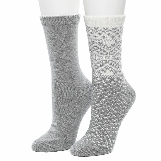 Women's Cuddl Duds 2 Pair Pack Boarder Diamond With Fairisle Spacedye Crew Socks Burnished Lilac 5 Women's Cuddl Duds 2 Pair Pack Boarder Diamond With Fairisle Spacedye Crew Socks Burnished Lilac - Image 5