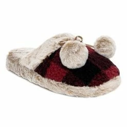 Women's Cuddl Duds® Printed Plaid Sherpa Scuff With Faux Fur Lining & Pom Poms Slippers Black Plaid -Cuddl Duds Shop unnamed file 2341