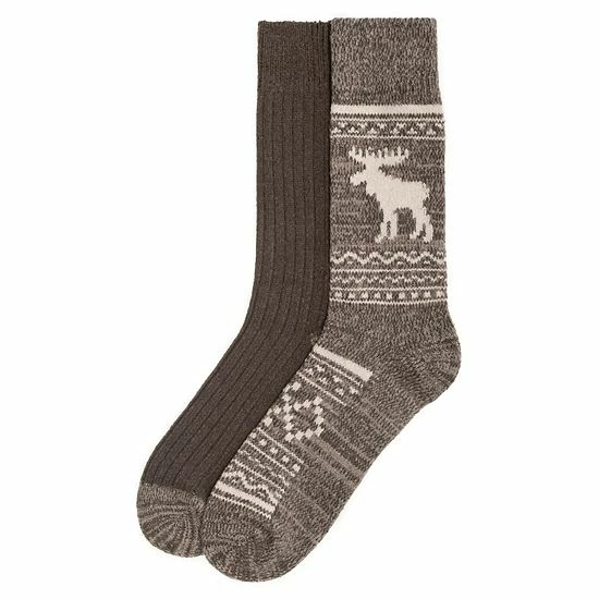 Men's ClimateSmart By Cuddl Duds 2-Pack Moose Stripe Crew Socks Black 2 Men's ClimateSmart By Cuddl Duds 2-Pack Moose Stripe Crew Socks Black - Image 2
