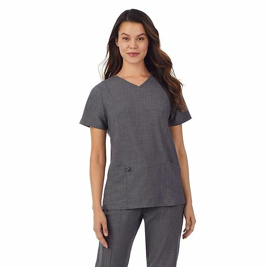 Petite Cuddl Duds® Scrubs V-Neck Top With 3 Pockets Black 8 Petite Cuddl Duds® Scrubs V-Neck Top With 3 Pockets Black - Image 8