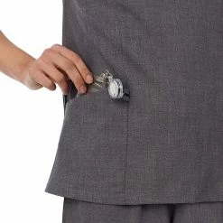 Women's Missy Cuddl Duds® Scrubs V-neck Top With 3 Pockets Navy Heather -Cuddl Duds Shop unnamed file 2427