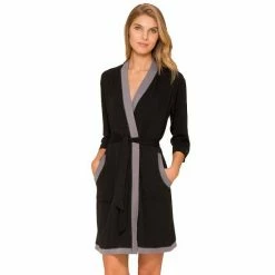 Women's Cuddl Duds® Pajamas: Essentials Wrap Robe Black