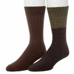 Men's ClimateSmart By Cuddl Duds 2-Pack Cable Colorblock Crew Socks Grey Navy