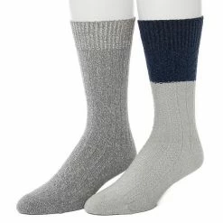 Men's ClimateSmart By Cuddl Duds 2-Pack Cable Colorblock Crew Socks Grey Navy -Cuddl Duds Shop unnamed file 2443