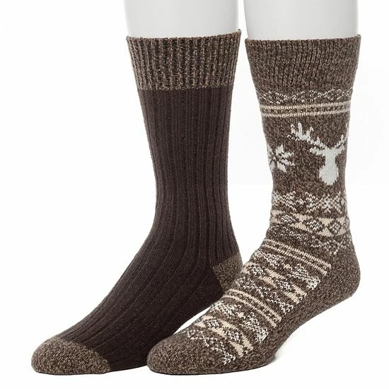 Men's ClimateSmart By Cuddl Duds 2-Pack Geometric Deer Fairisle Crew Socks Navy 1 Men's ClimateSmart By Cuddl Duds 2-Pack Geometric Deer Fairisle Crew Socks Navy