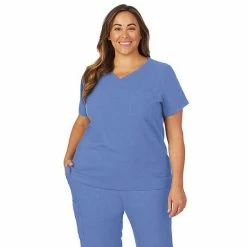 Plus Size Cuddl Duds® Scrubs Classic V-Neck Top Cameo Pink Heather -Cuddl Duds Shop unnamed file 2468