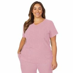 Plus Size Cuddl Duds® Scrubs Classic V-Neck Top Cameo Pink Heather -Cuddl Duds Shop unnamed file 2469