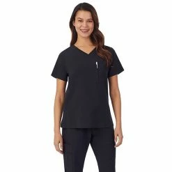Women's Cuddl Duds® Scrubs Classic V-Neck Top Black -Cuddl Duds Shop unnamed file 2487
