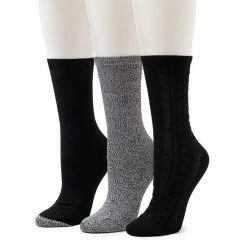 Women's Cuddl Duds® Everyday 3-pack Crew Socks Light Gray