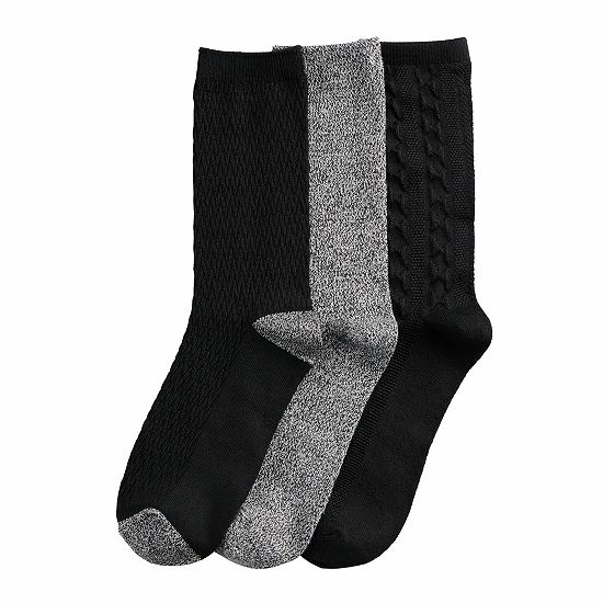 Women's Cuddl Duds® Everyday 3-pack Crew Socks Light Gray 2 Women's Cuddl Duds® Everyday 3-pack Crew Socks Light Gray - Image 2