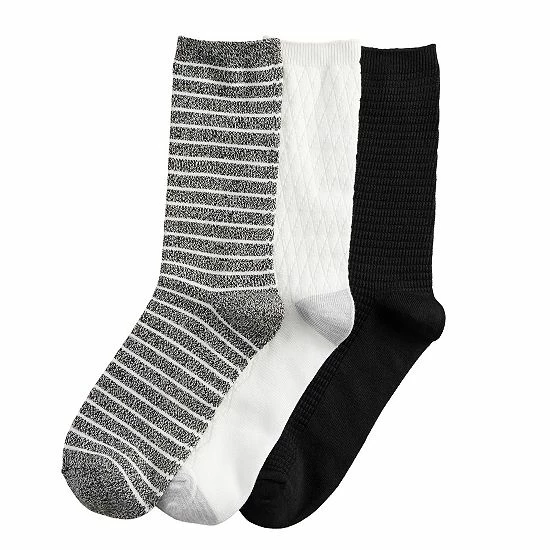 Women's Cuddl Duds® Everyday 3-pack Crew Socks Light Gray 3 Women's Cuddl Duds® Everyday 3-pack Crew Socks Light Gray - Image 3