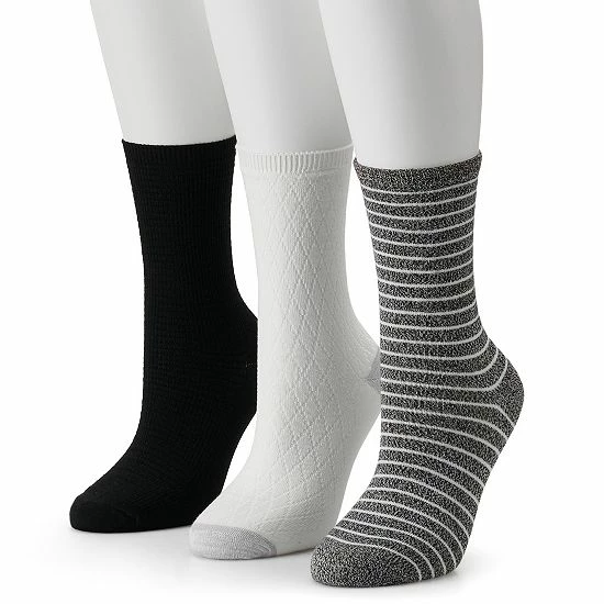 Women's Cuddl Duds® Everyday 3-pack Crew Socks Light Gray 5 Women's Cuddl Duds® Everyday 3-pack Crew Socks Light Gray - Image 5
