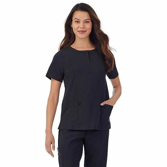 Petite Cuddl Duds® Scrubs Top With 2 Pockets Navy Heather 6 Petite Cuddl Duds® Scrubs Top With 2 Pockets Navy Heather - Image 6