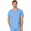 Men's Cuddl Duds® Scrubs Classic V-Neck Top With Zip Back Pocket White
