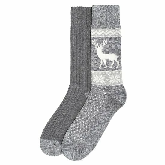 Men's ClimateSmart By Cuddl Duds 2-Pack Deer Fairisle Crew Socks Peacoat Blue 2 Men's ClimateSmart By Cuddl Duds 2-Pack Deer Fairisle Crew Socks Peacoat Blue - Image 2