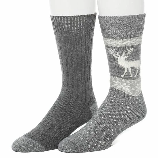 Men's ClimateSmart By Cuddl Duds 2-Pack Deer Fairisle Crew Socks Peacoat Blue 3 Men's ClimateSmart By Cuddl Duds 2-Pack Deer Fairisle Crew Socks Peacoat Blue - Image 3