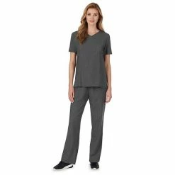 Petite Cuddl Duds® Scrubs Classic V-Neck Top Cameo Pink Heather -Cuddl Duds Shop unnamed file 2530