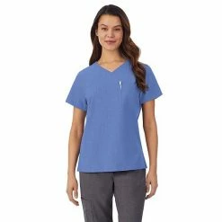 Petite Cuddl Duds® Scrubs Classic V-Neck Top Cameo Pink Heather -Cuddl Duds Shop unnamed file 2536