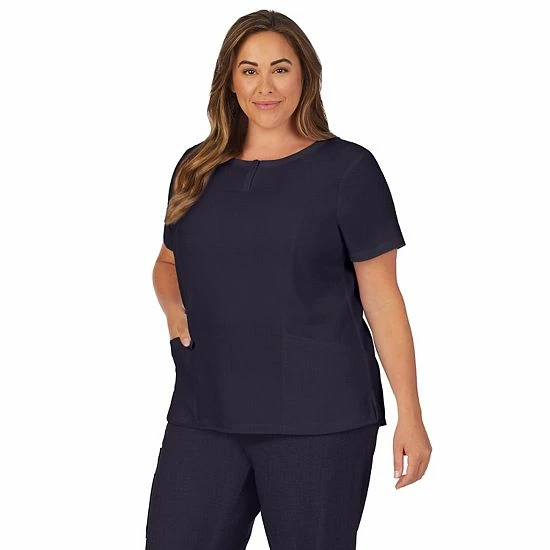 Plus Size Cuddl Duds® Scrubs Henley Top With 2 Pockets Charcoal Heather Gray 1 Plus Size Cuddl Duds® Scrubs Henley Top With 2 Pockets Charcoal Heather Gray