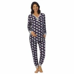 Maternity Cuddl Duds® Henley Pajama Top & Jogger Pajama Pants Set Black Stars