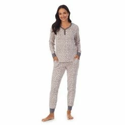 Women's Cuddl Duds® Henley Pajama Top And Banded Bottom Pajama Pants Sleep Set Blue Dog -Cuddl Duds Shop unnamed file 26