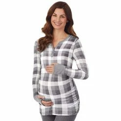 Maternity Cuddl Duds® Stretch Thermal Long Sleeve Splitneck Henley Top Blue -Cuddl Duds Shop unnamed file 2610