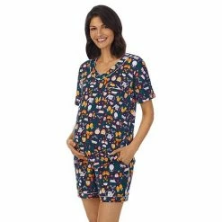 Maternity Cuddl Duds Cozy Short-Sleeve Top & Bermuda Pajama Set Periwinkle Cat -Cuddl Duds Shop unnamed file 2613