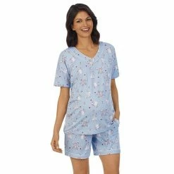 Maternity Cuddl Duds Cozy Short-Sleeve Top & Bermuda Pajama Set Periwinkle Cat -Cuddl Duds Shop unnamed file 2618