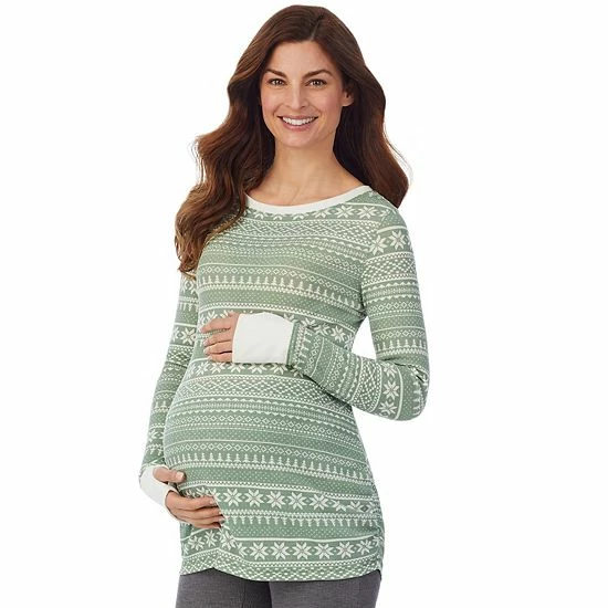 Maternity Cuddl Duds® Stretch Thermal Long Sleeve Ballet Top Gray Fairisle 4 Maternity Cuddl Duds® Stretch Thermal Long Sleeve Ballet Top Gray Fairisle - Image 4