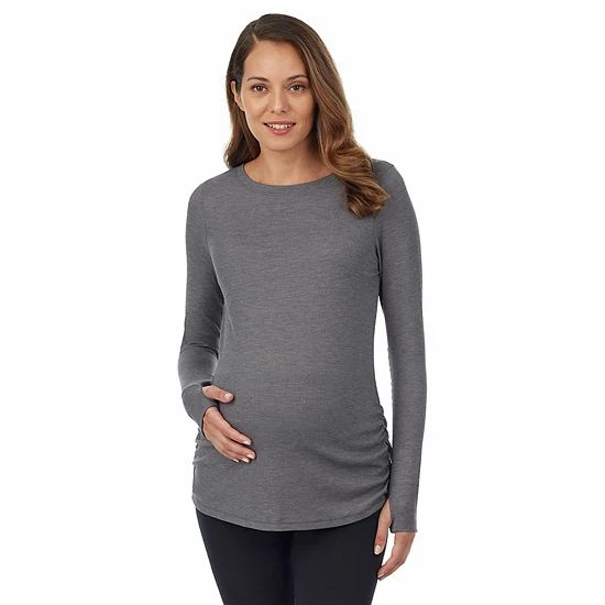 Maternity Cuddl Duds® Stretch Thermal Long Sleeve Ballet Top Gray Fairisle 5 Maternity Cuddl Duds® Stretch Thermal Long Sleeve Ballet Top Gray Fairisle - Image 5