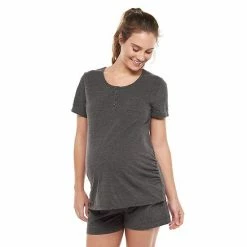 Maternity Cuddl Duds® Pajamas: Essentials Cap-Sleeve Tee & Boxer Shorts Set Aqua -Cuddl Duds Shop unnamed file 2639