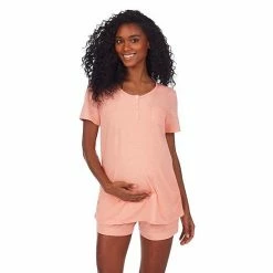 Maternity Cuddl Duds® Pajamas: Essentials Cap-Sleeve Tee & Boxer Shorts Set Aqua -Cuddl Duds Shop unnamed file 2641