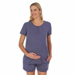 Maternity Cuddl Duds® Pajamas: Essentials Cap-Sleeve Tee & Boxer Shorts Set Aqua -Cuddl Duds Shop unnamed file 2642