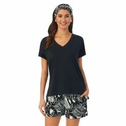 Women's Cuddl Duds® 3-Piece Pajama Top, Pajama Boxer Shorts & Headband Sleep Set Coral Floral -Cuddl Duds Shop unnamed file 2716