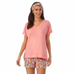 Women's Cuddl Duds® 3-Piece Pajama Top, Pajama Boxer Shorts & Headband Sleep Set Coral Floral -Cuddl Duds Shop unnamed file 2718