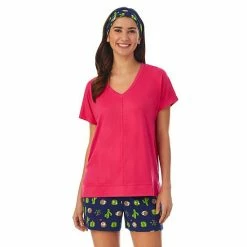 Women's Cuddl Duds® 3-Piece Pajama Top, Pajama Boxer Shorts & Headband Sleep Set Coral Floral -Cuddl Duds Shop unnamed file 2719