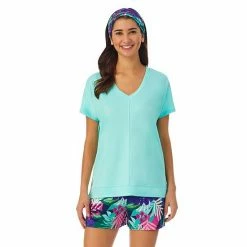 Women's Cuddl Duds® 3-Piece Pajama Top, Pajama Boxer Shorts & Headband Sleep Set Coral Floral -Cuddl Duds Shop unnamed file 2720