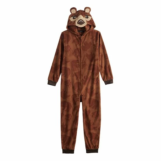 Boys 4-16 Cuddl Duds One-Piece Union Suit Pajamas Brown 2 Boys 4-16 Cuddl Duds One-Piece Union Suit Pajamas Brown - Image 2
