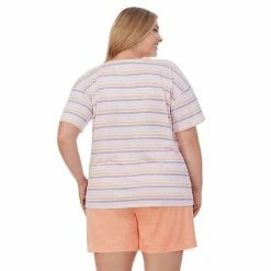 Plus Size Cuddl Duds® Far-Infrared Enhance Short Sleeve Pajama Top & Pajama Shorts Sleep Set Gray White Stripe -Cuddl Duds Shop unnamed file 2751