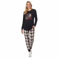 Maternity Cuddl Duds® 3-piece Sweater Knit Pajama Pants, Pajama Top & Socks Set Classic Plaid