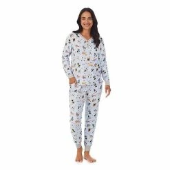 Women's Cuddl Duds® Henley Pajama Top And Banded Bottom Pajama Pants Sleep Set Blue Dog -Cuddl Duds Shop unnamed file 28