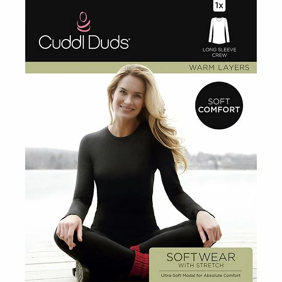 Women's Cuddl Duds® Softwear With Stretch Long Sleeve Crewneck Top Red Buffalo 3 Women's Cuddl Duds® Softwear With Stretch Long Sleeve Crewneck Top Red Buffalo - Image 3