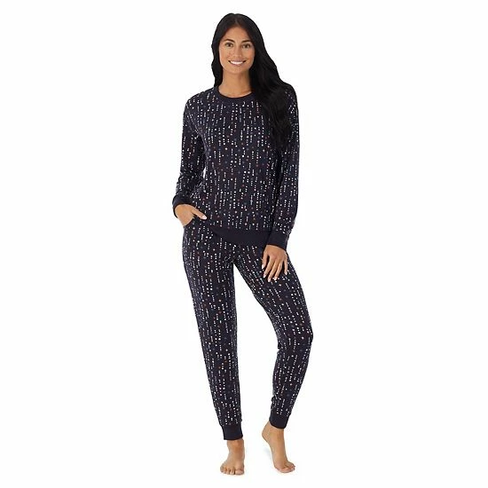 Women's Cuddl Duds® Kangaroo Pocket Pajama Top And Banded Bottom Pajama Pants Sleep Set Navy Falling Stars 8 Women's Cuddl Duds® Kangaroo Pocket Pajama Top And Banded Bottom Pajama Pants Sleep Set Navy Falling Stars - Image 8