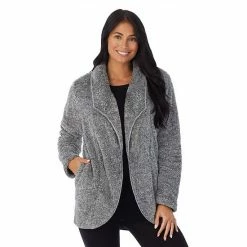 Women's Cuddl Duds® Chenille Plush Cardigan Marled Gray -Cuddl Duds Shop unnamed file 383