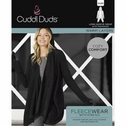 Women's Cuddl Duds® Fleecewear With Stretch Long Sleeve Hooded Wrap Black -Cuddl Duds Shop unnamed file 413