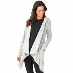 Women's Cuddl Duds® Fleecewear With Stretch Long Sleeve Hooded Wrap Black -Cuddl Duds Shop unnamed file 418