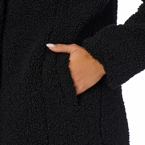 Women's Cuddl Duds Curly Sherpa Shawl-Collar Coat Black 6 Women's Cuddl Duds Curly Sherpa Shawl-Collar Coat Black - Image 6