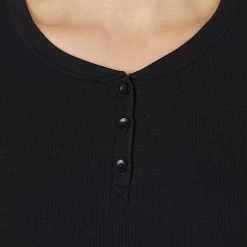Women's Cuddl Duds® Softwear With Stretch Ribbed Long Sleeve Henley Top Black -Cuddl Duds Shop unnamed file 452