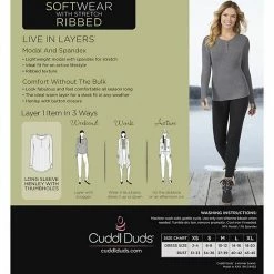 Women's Cuddl Duds® Softwear With Stretch Ribbed Long Sleeve Henley Top Black -Cuddl Duds Shop unnamed file 454